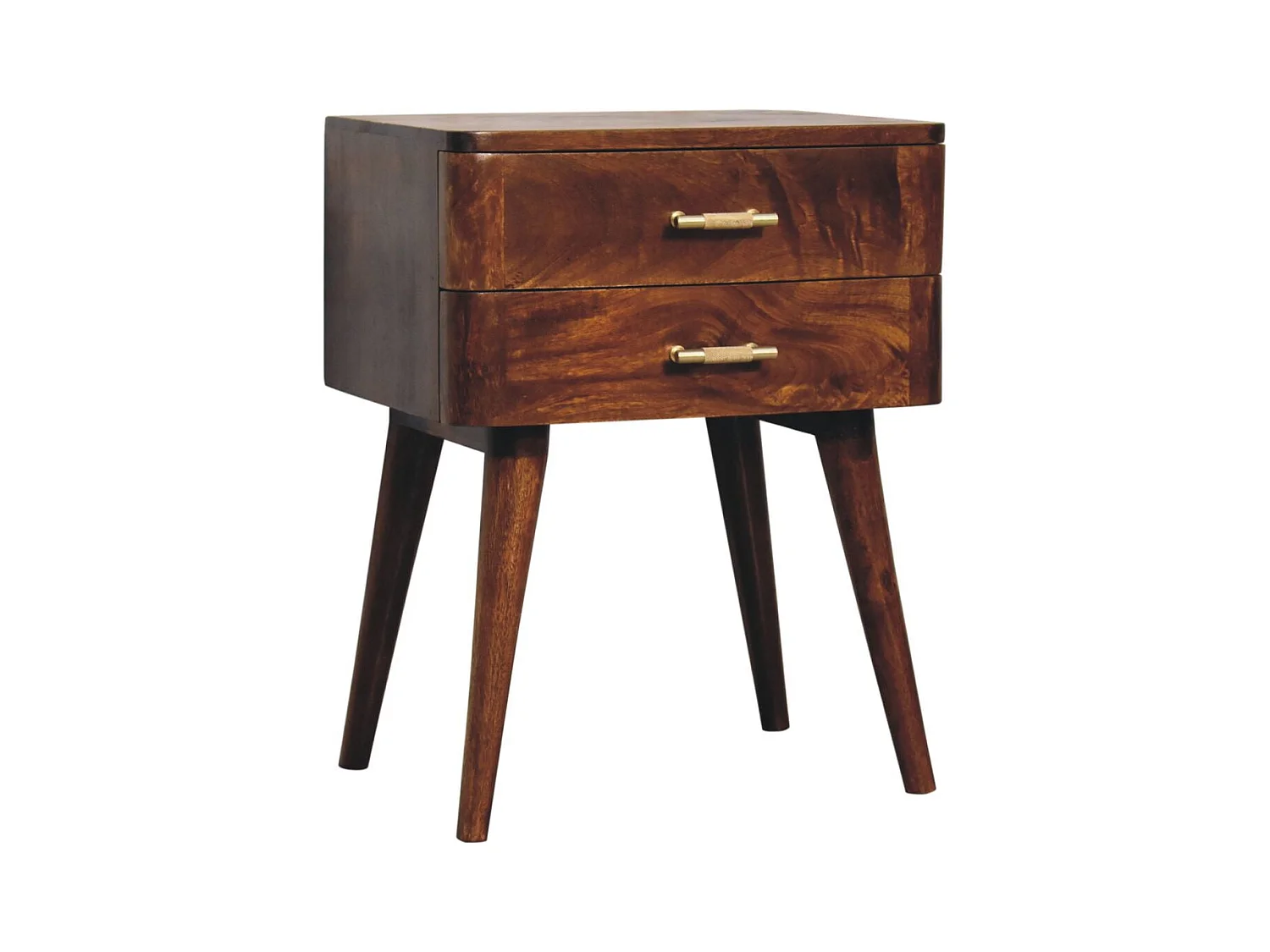 Artisan Furniture Table de chevet nordique avec barre en T finition châtaignier en bois massif