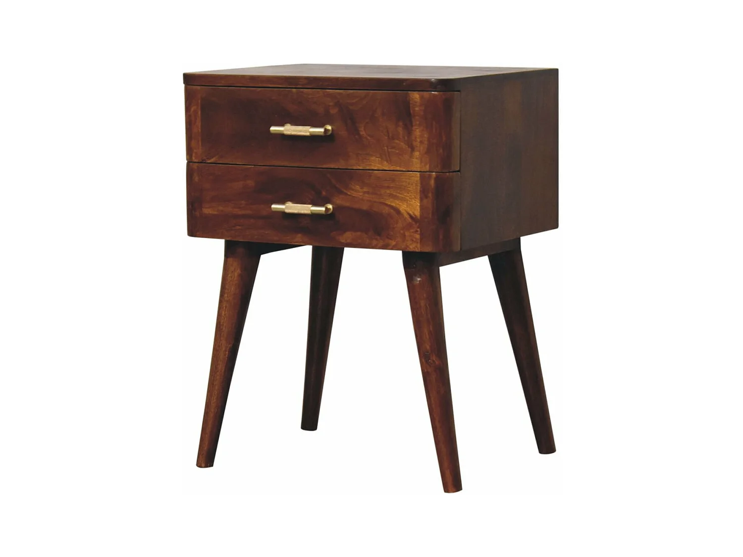 Artisan Furniture Table de chevet nordique avec barre en T finition châtaignier en bois massif