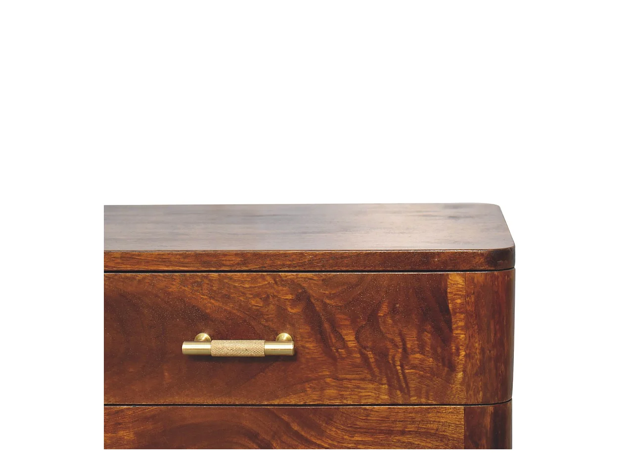 Artisan Furniture Table de chevet nordique avec barre en T finition châtaignier en bois massif