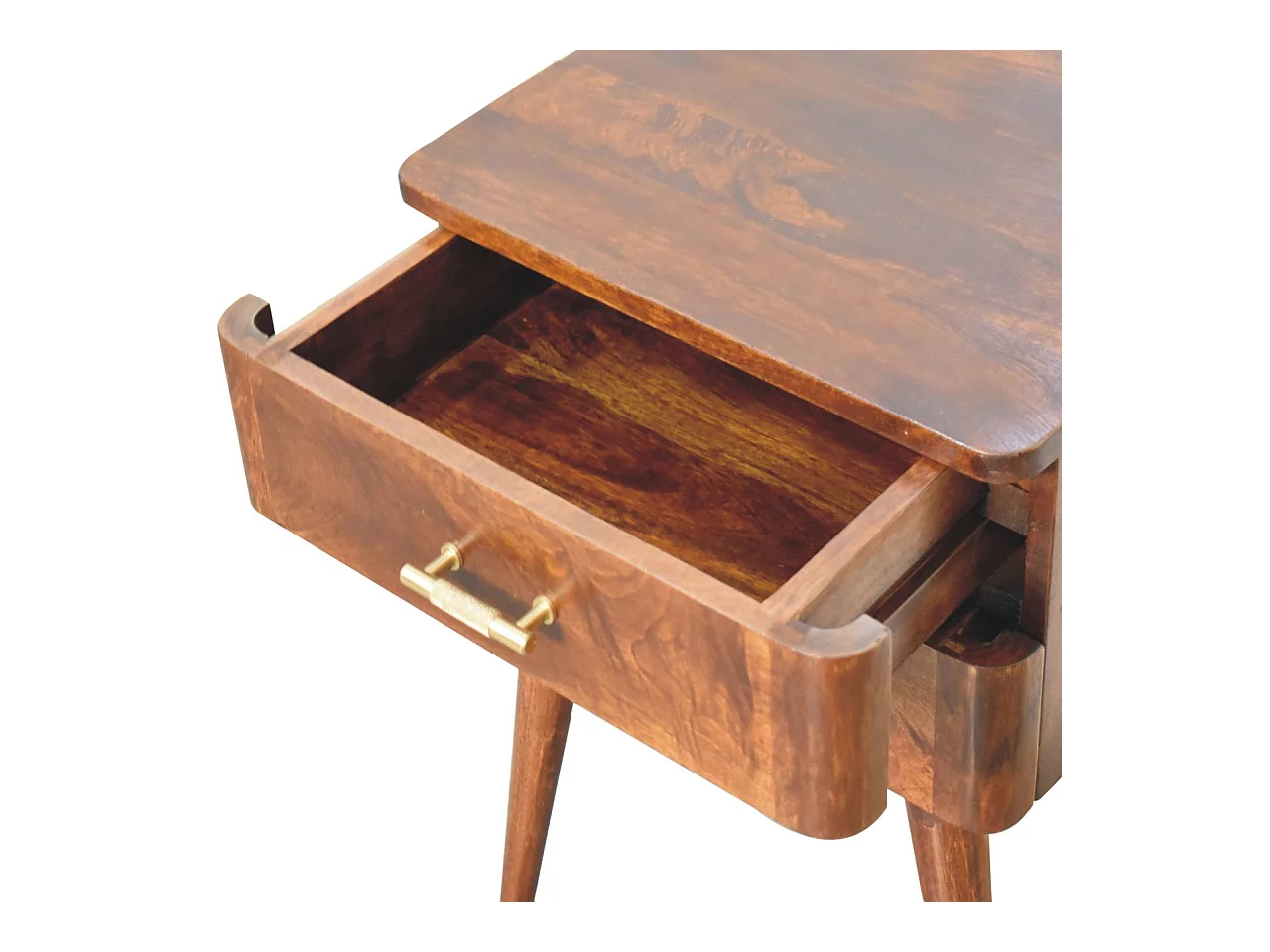 Artisan Furniture Table de chevet nordique avec barre en T finition châtaignier en bois massif