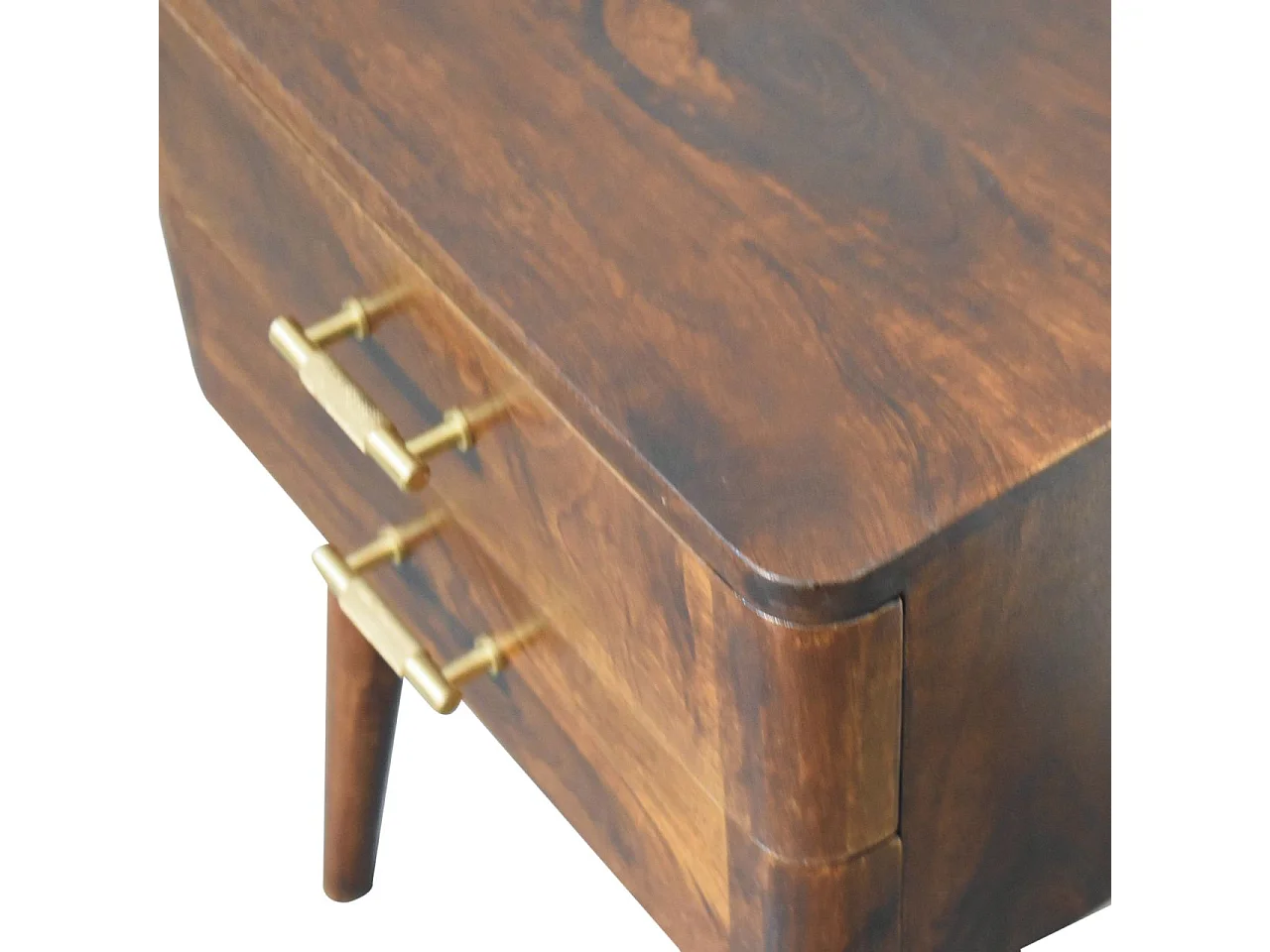 Artisan Furniture Mesa de Cabeceira Nórdica em Castanheiro com Puxador em T em Madeira Maciça