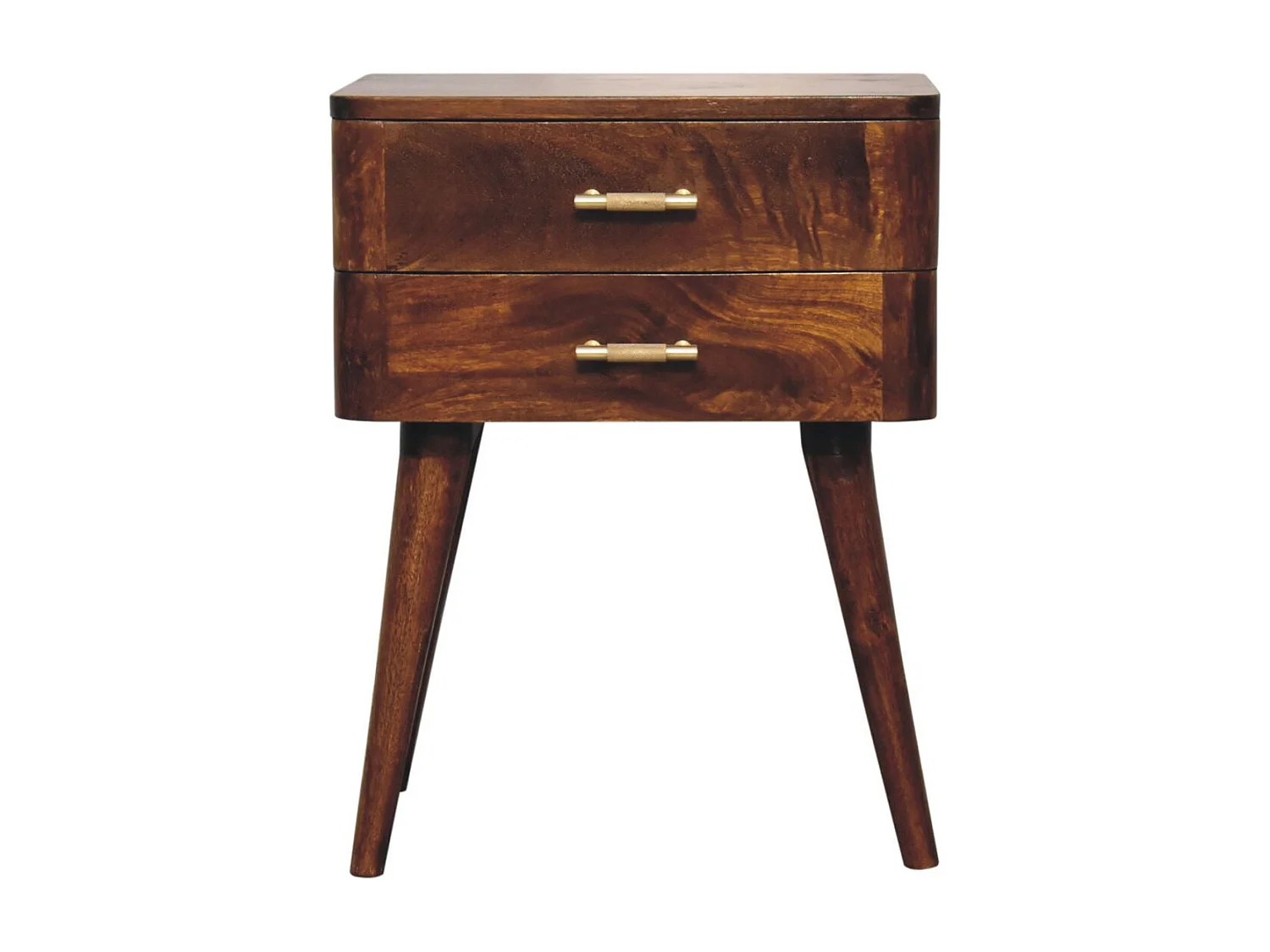 Artisan Furniture Nordischer Nachttisch mit T-Leiste aus massivem Kastanienholz