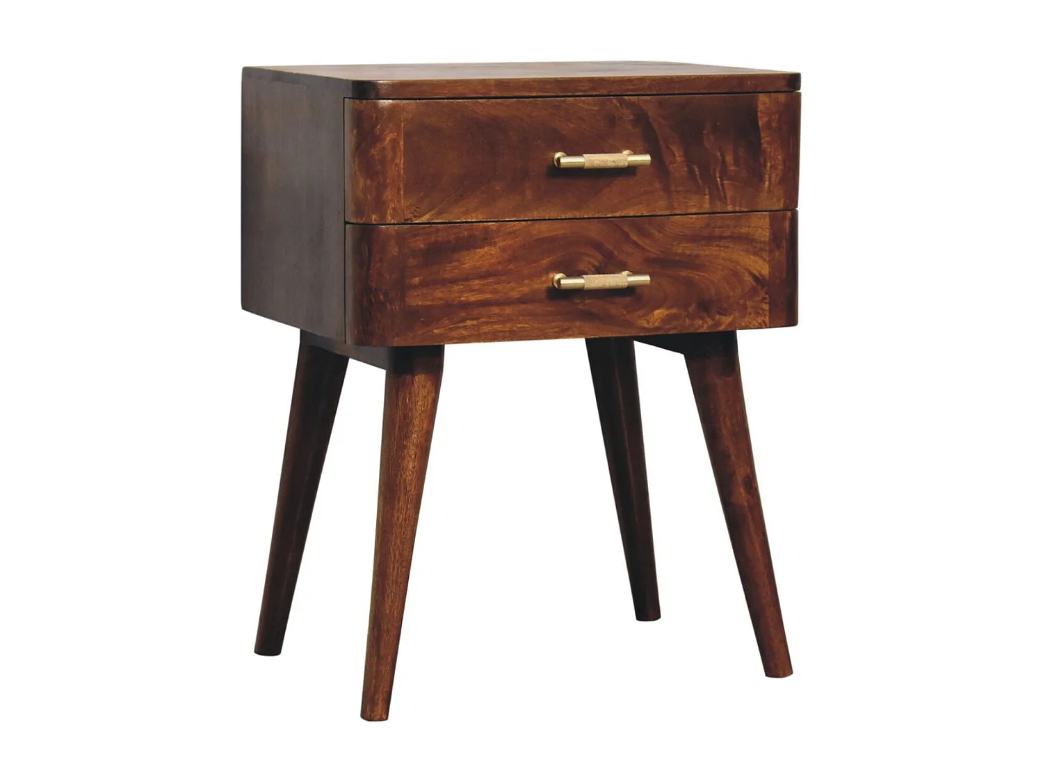 Artisan Furniture Nordischer Nachttisch mit T-Leiste aus massivem Kastanienholz