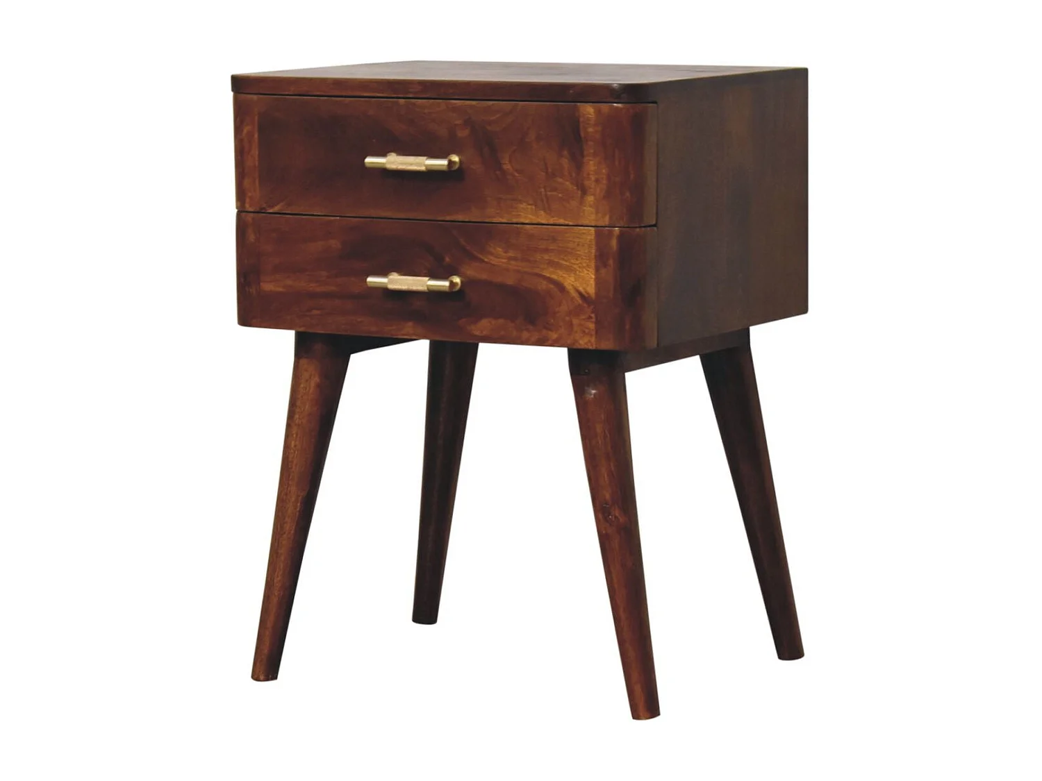 Artisan Furniture Nordischer Nachttisch mit T-Leiste aus massivem Kastanienholz