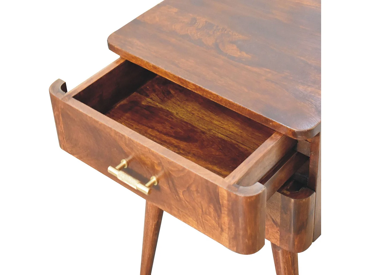 Artisan Furniture Nordischer Nachttisch mit T-Leiste aus massivem Kastanienholz