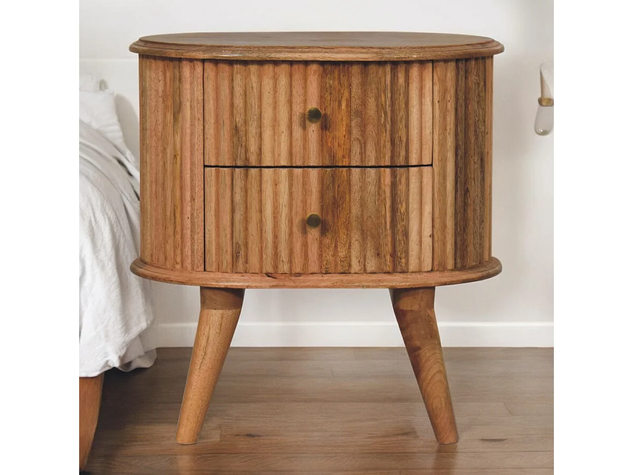 Table de chevet Soba style nordique Artisan Furniture, 2 tiroirs, marron