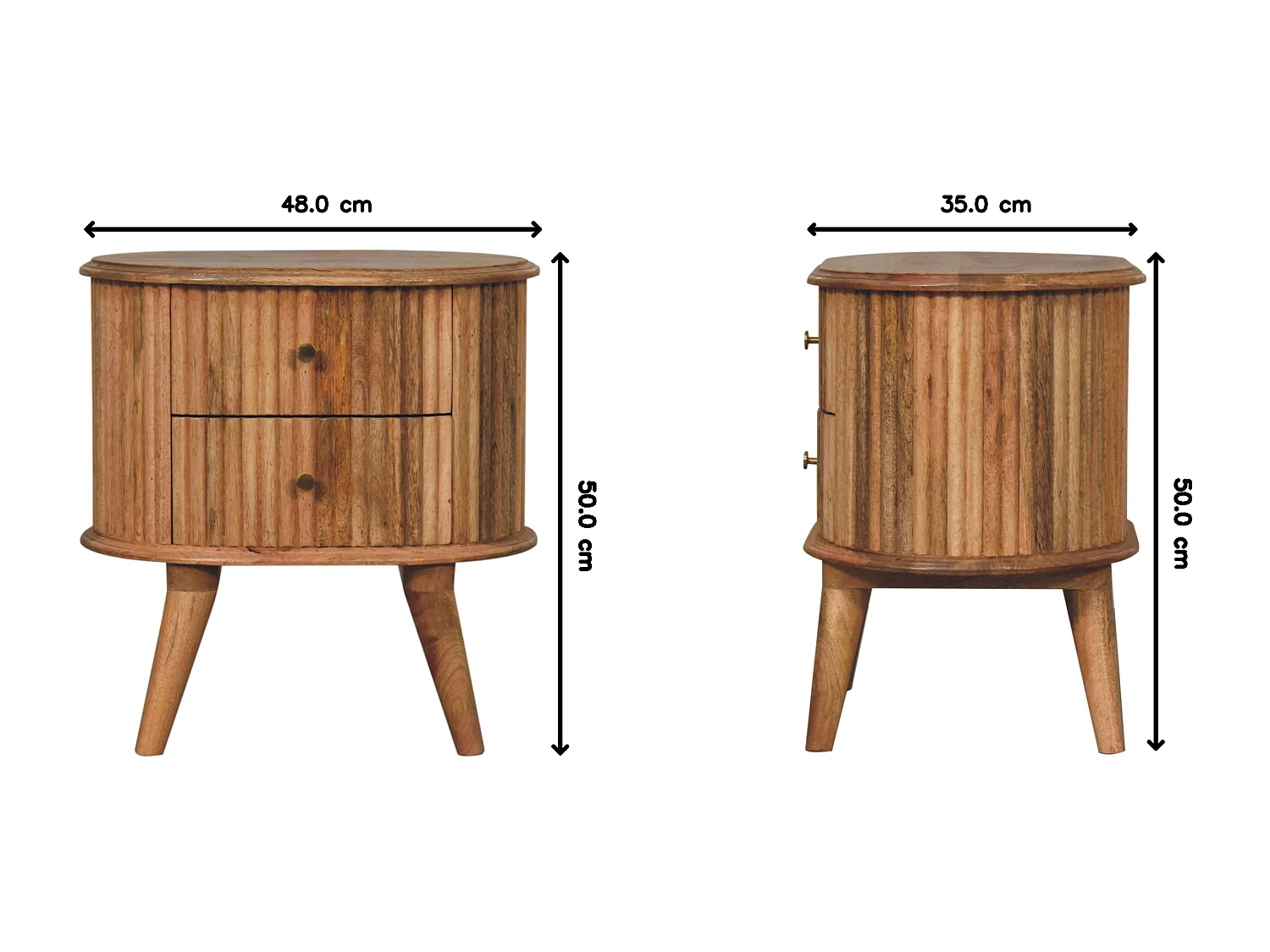 Table de chevet Soba style nordique Artisan Furniture, 2 tiroirs, marron