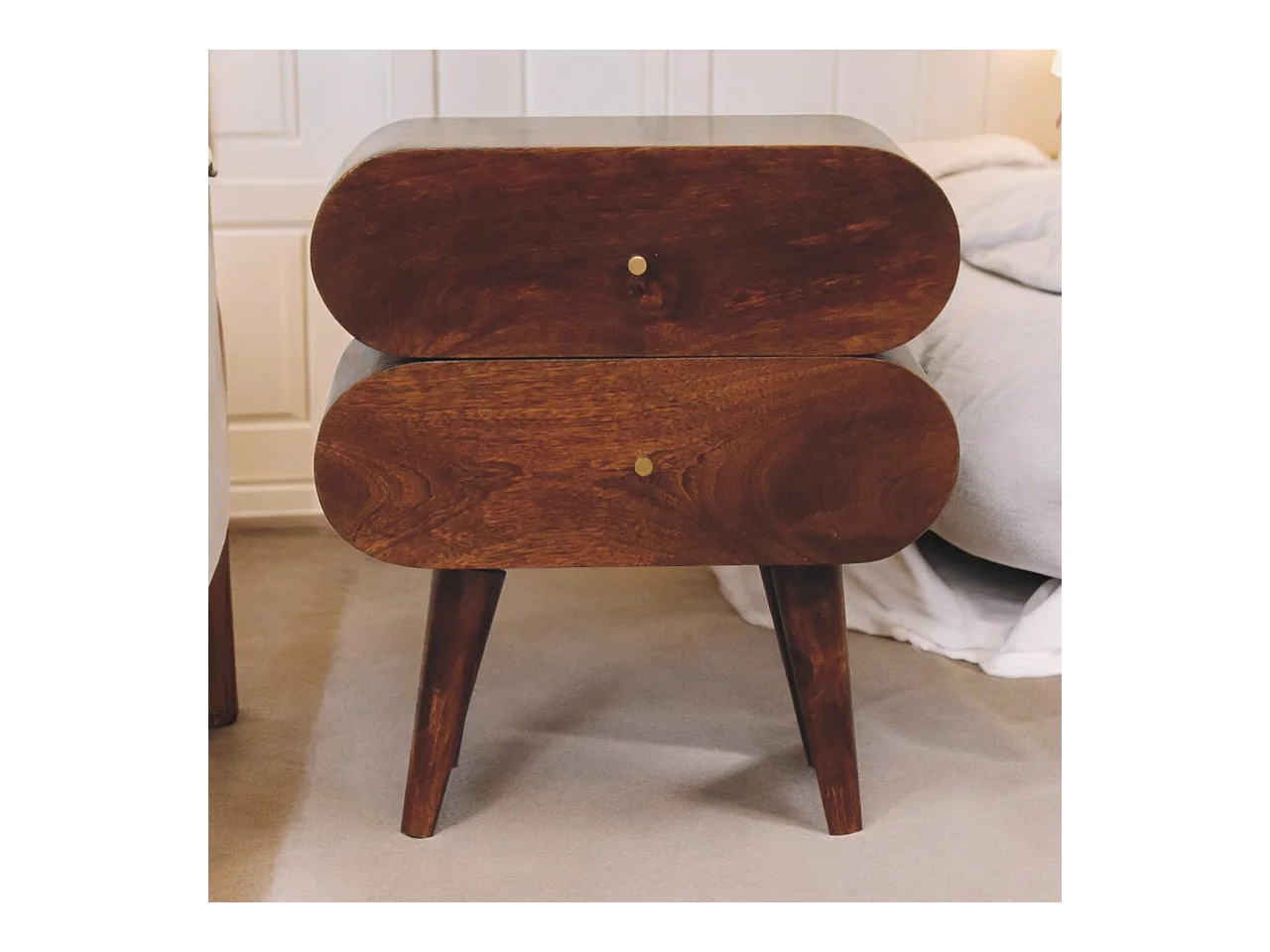 Artisan Furniture Table de chevet Bubble en bois massif finition châtaignier