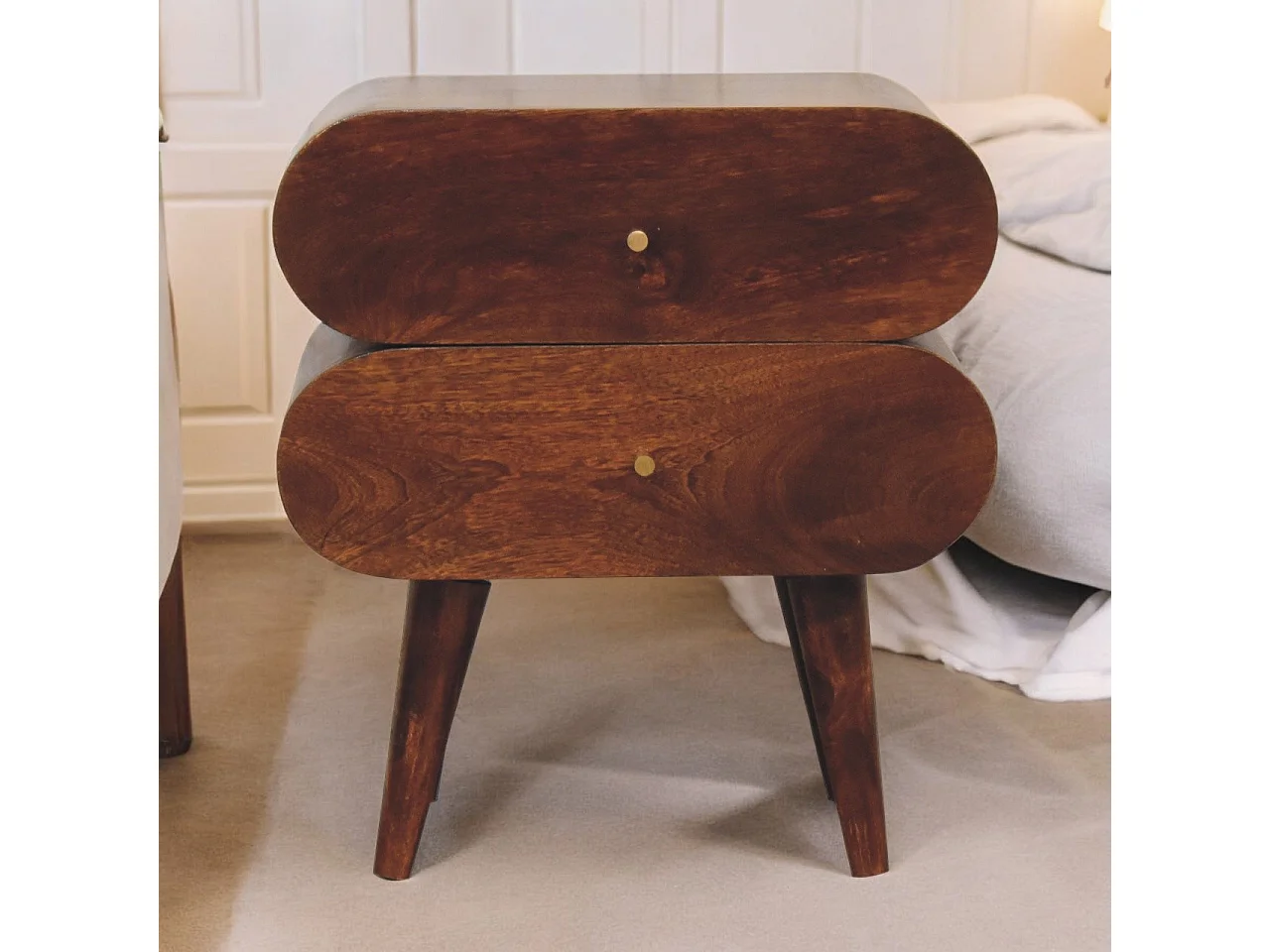 Artisan Furniture Bubble nattbord i heltre med overflate fra kastanje