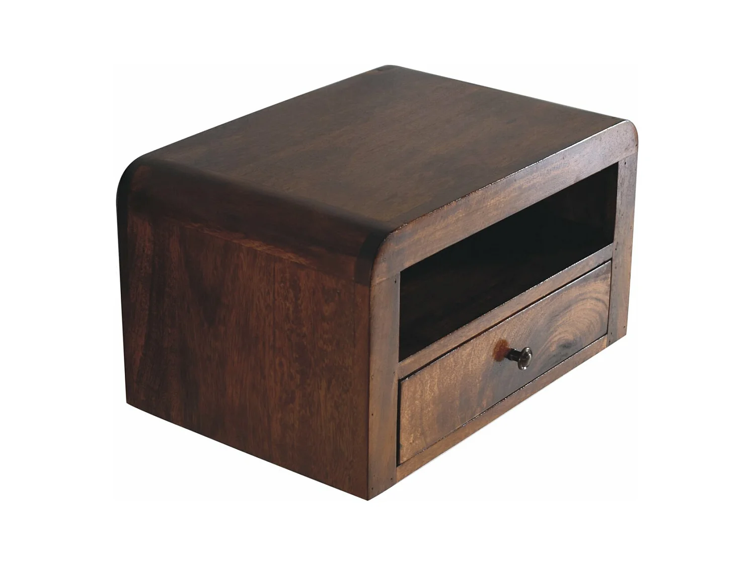 Artisan Furniture Zwaar wandgemonteerd nachtkastje met 1 lade van massief kastanjehout