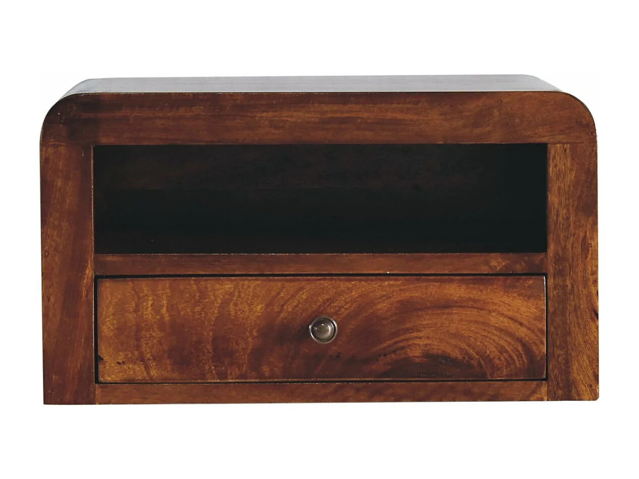 Artisan Furniture Table de nuit murale 1 tiroir épaisse en bois massif finition châtaignier