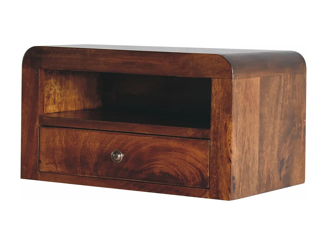 Artisan Furniture Table de nuit murale 1 tiroir épaisse en bois massif finition châtaignier