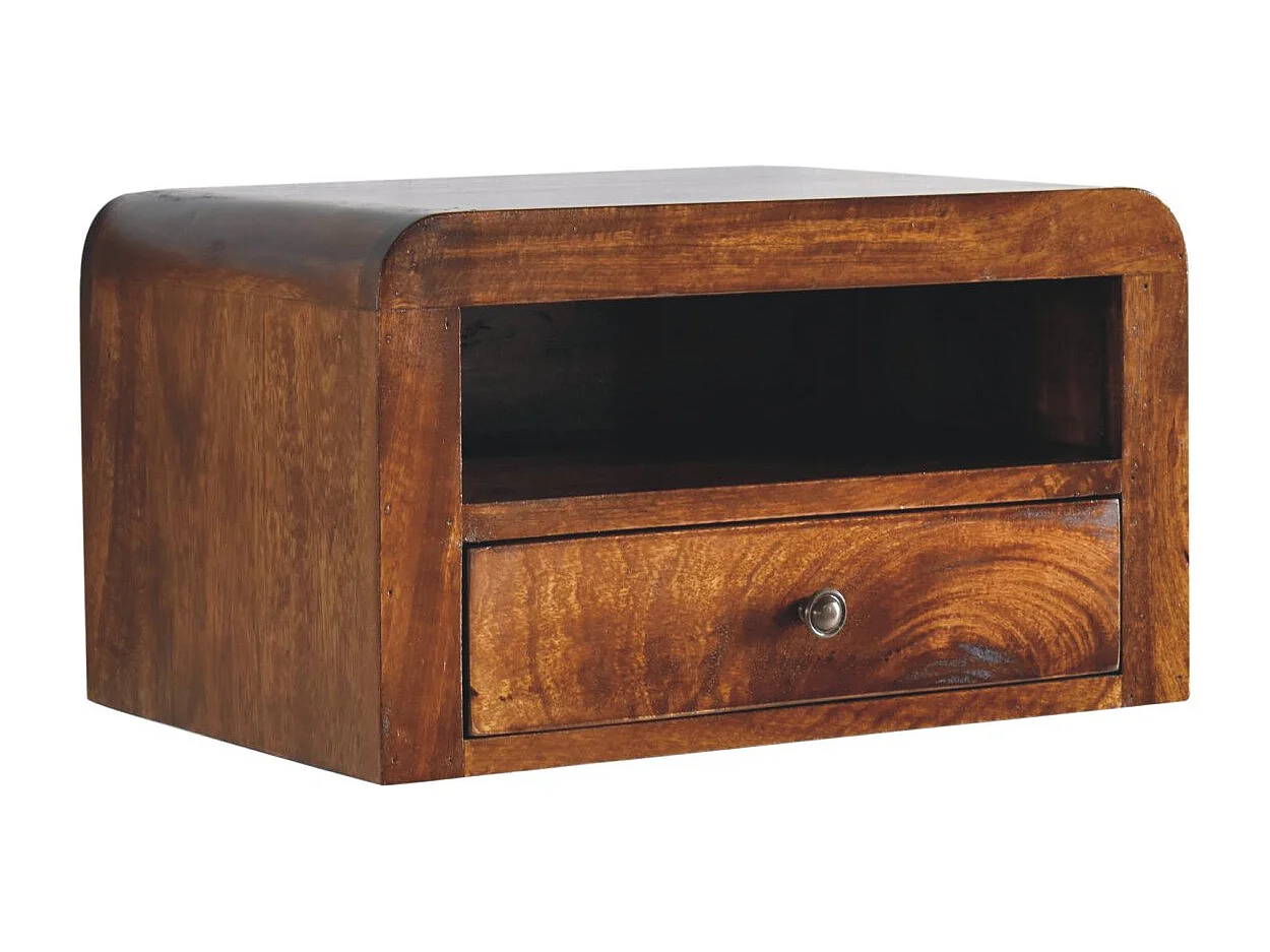 Artisan Furniture Massiver wandmontierter Nachttisch mit 1 Schublade aus Kastanienholz