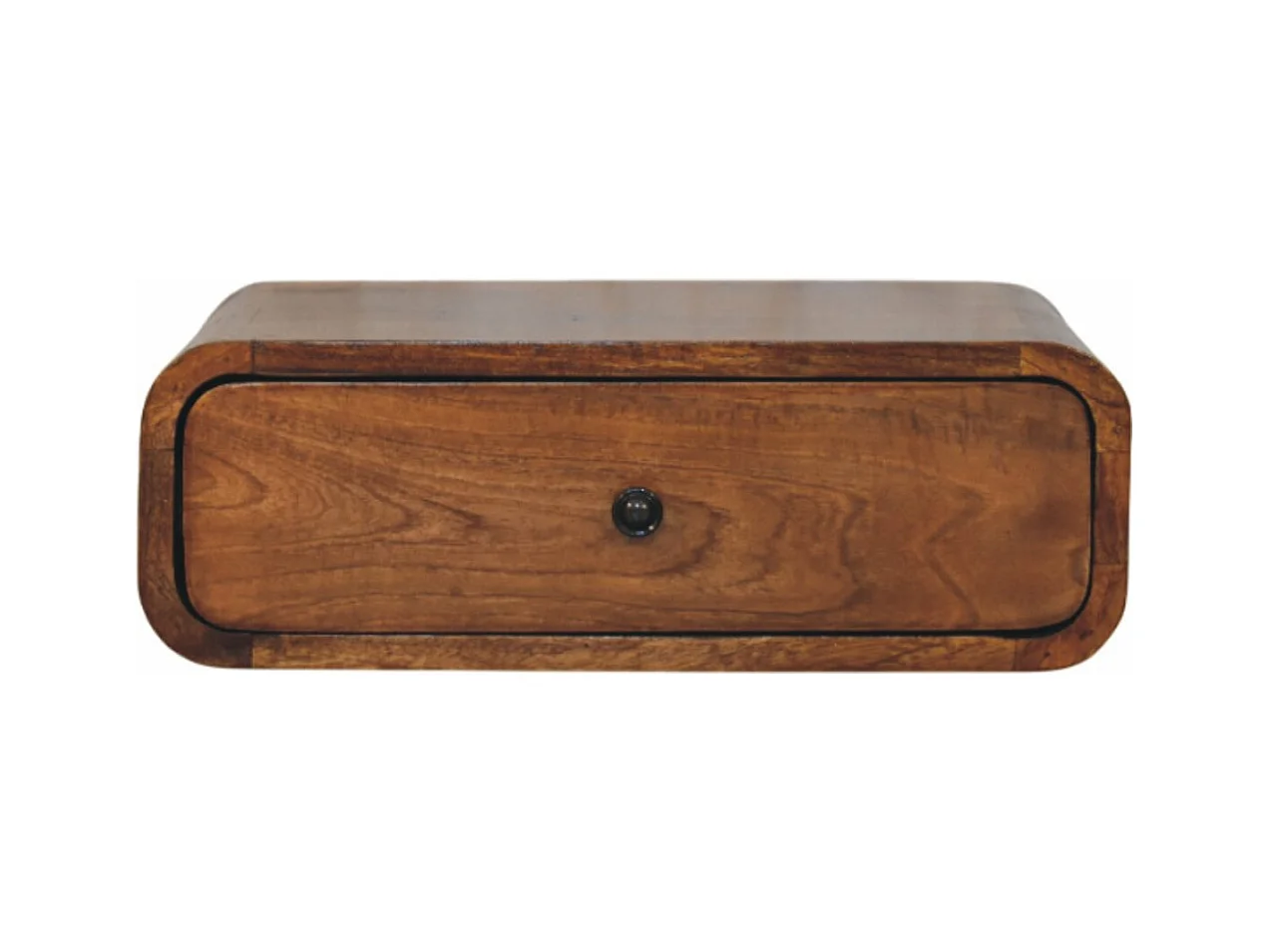 Artisan Furniture Szafka nocna Avora montowana na ścianie z 1 szufladą w kolorze miodowo-karmelowym z litego drewna