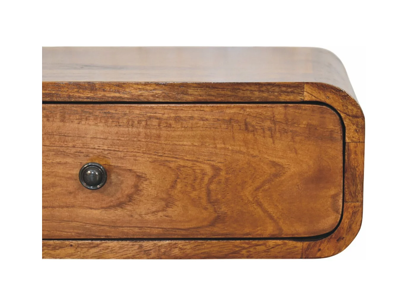 Artisan Furniture Szafka nocna Avora montowana na ścianie z 1 szufladą w kolorze miodowo-karmelowym z litego drewna