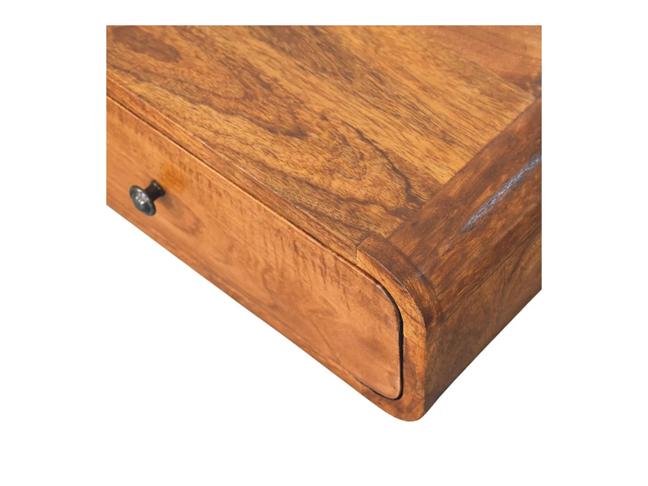 Artisan Furniture Szafka nocna Avora montowana na ścianie z 1 szufladą w kolorze miodowo-karmelowym z litego drewna