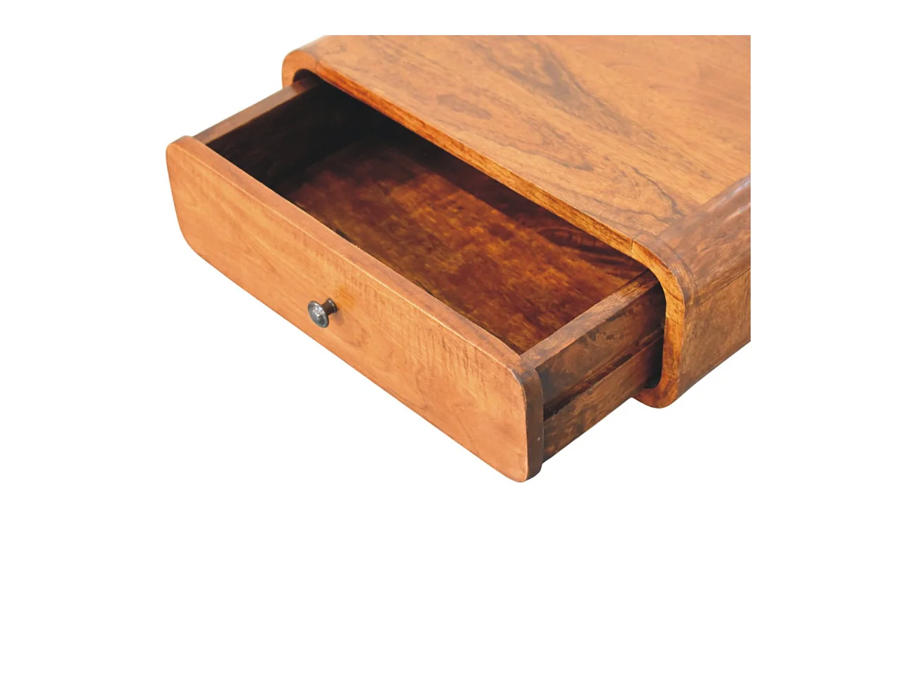 Artisan Furniture Szafka nocna Avora montowana na ścianie z 1 szufladą w kolorze miodowo-karmelowym z litego drewna