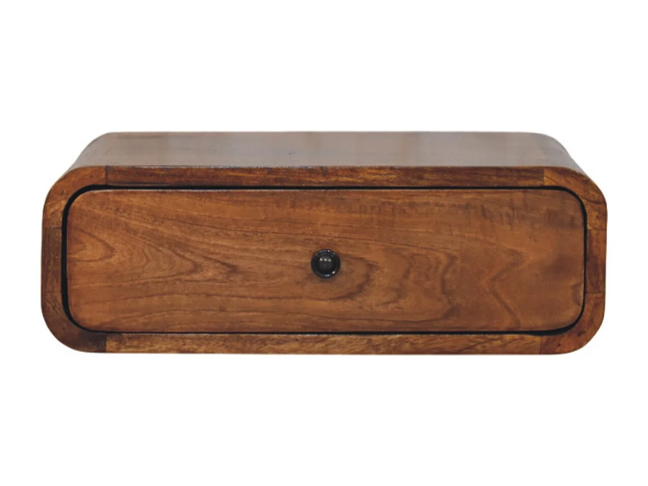 Artisan Furniture Szafka nocna Avora montowana na ścianie z 1 szufladą w kolorze miodowo-karmelowym z litego drewna