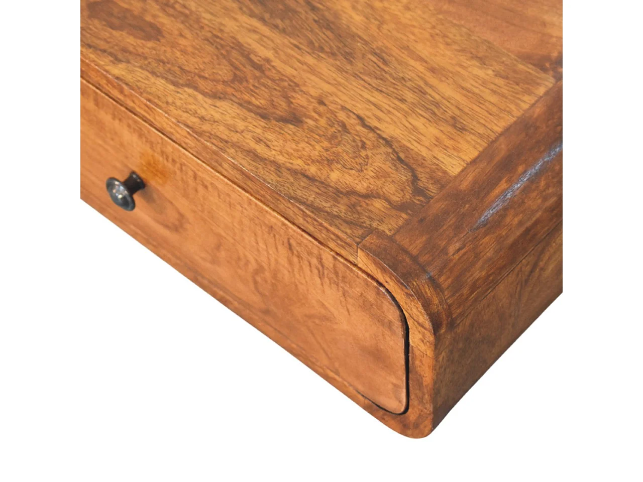 Artisan Furniture Szafka nocna Avora montowana na ścianie z 1 szufladą w kolorze miodowo-karmelowym z litego drewna