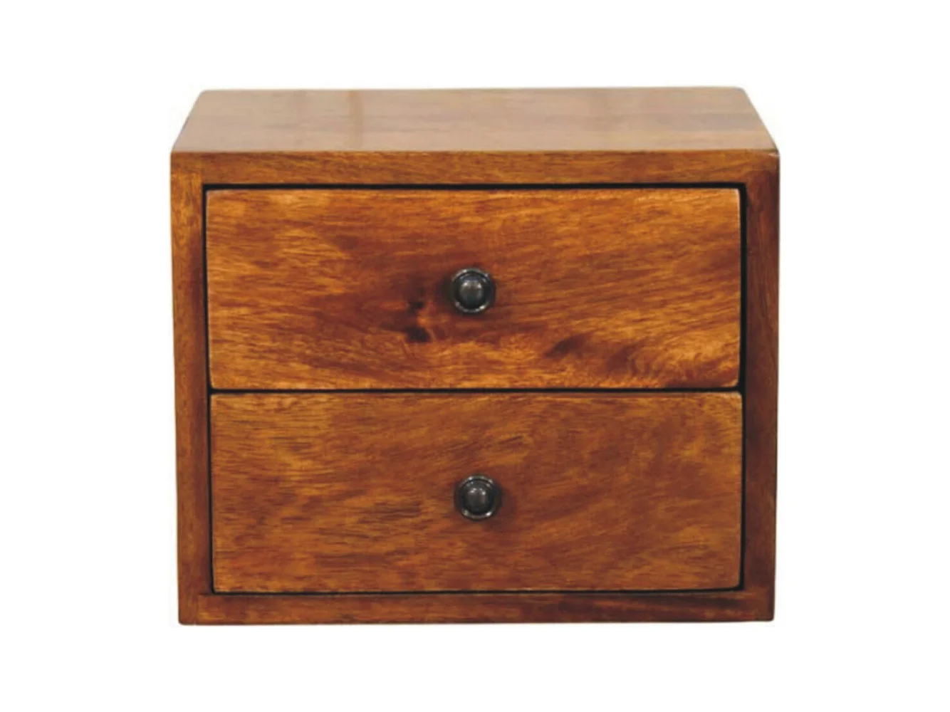 Artisan Furniture Table de nuit murale Solis 2 tiroirs en bois massif finition châtaignier