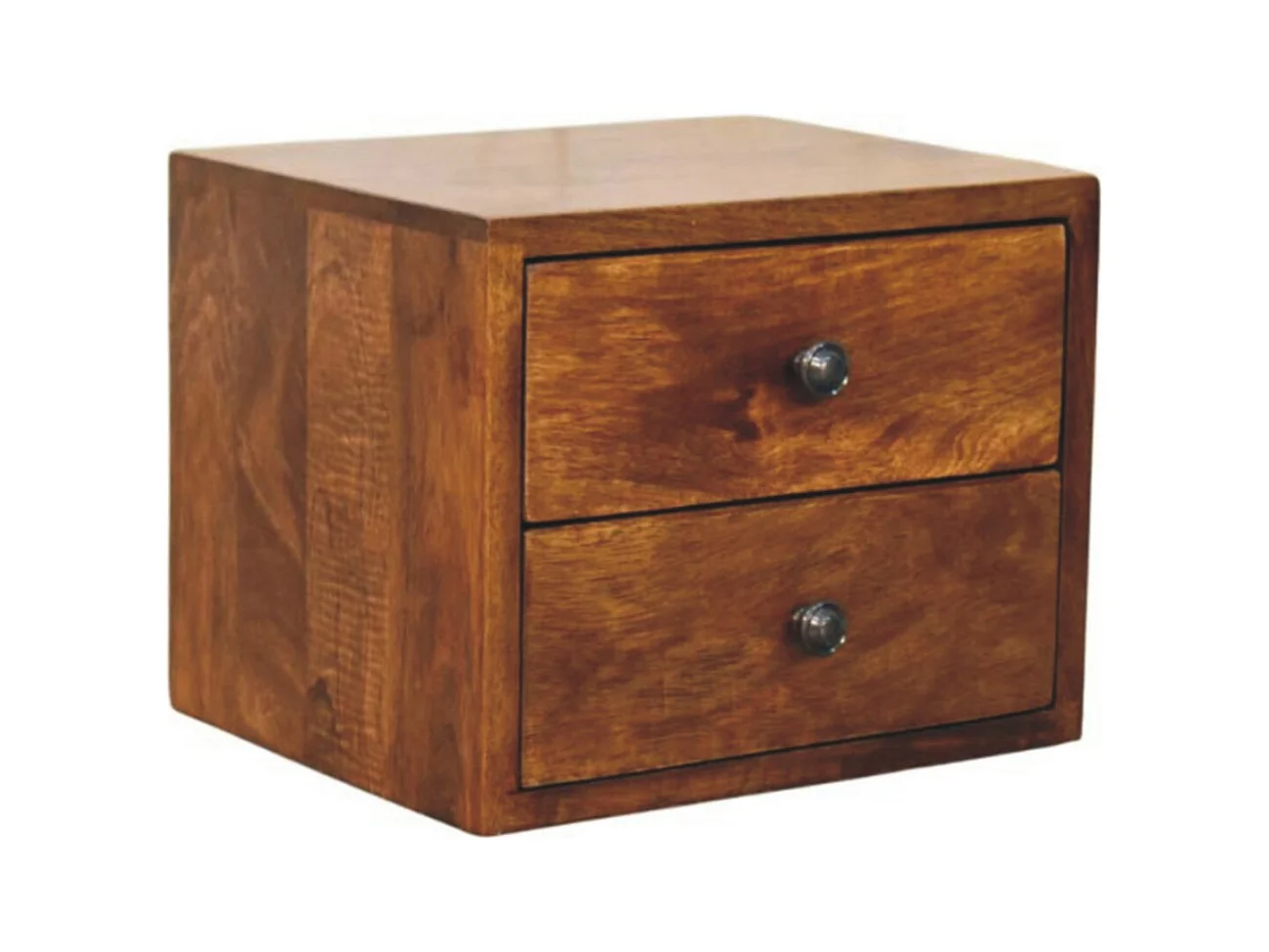 Artisan Furniture Table de nuit murale Solis 2 tiroirs en bois massif finition châtaignier