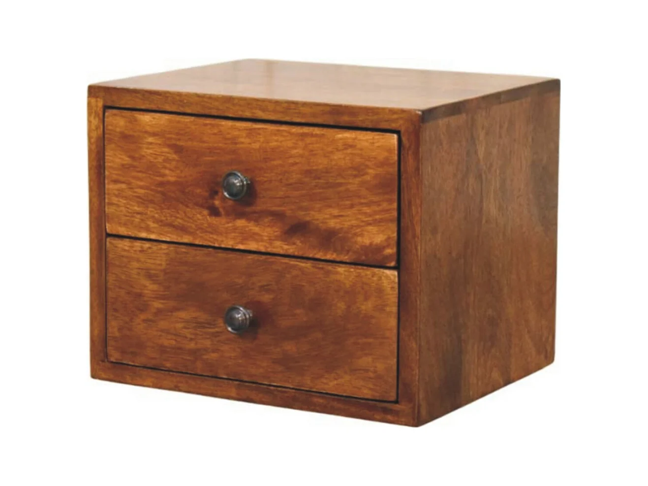 Artisan Furniture Table de nuit murale Solis 2 tiroirs en bois massif finition châtaignier