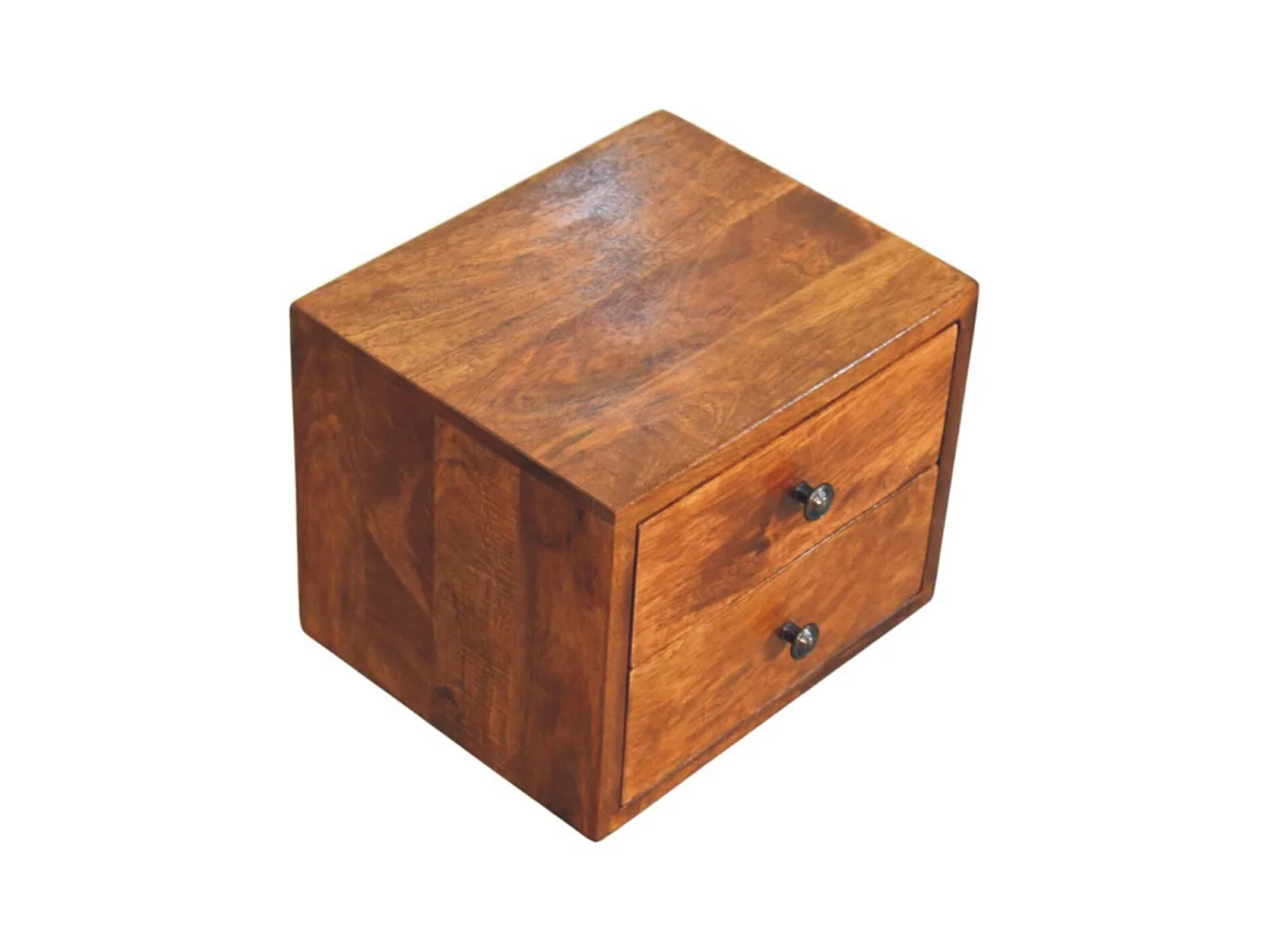 Artisan Furniture Table de nuit murale Solis 2 tiroirs en bois massif finition châtaignier