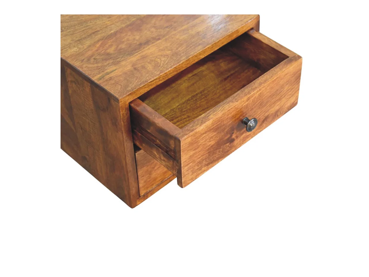 Artisan Furniture Table de nuit murale Solis 2 tiroirs en bois massif finition châtaignier