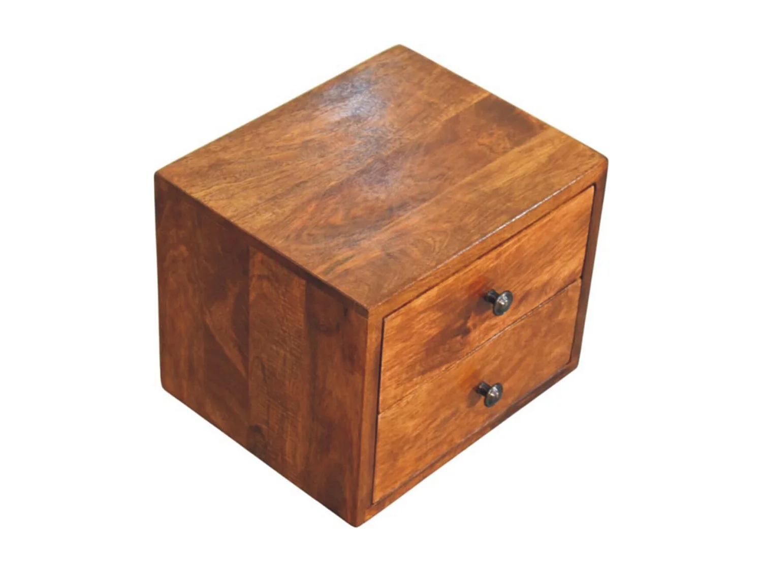 Artisan Furniture Solis Wandmontierter Nachttisch mit 2 Schubladen aus massivem Kastanienholz