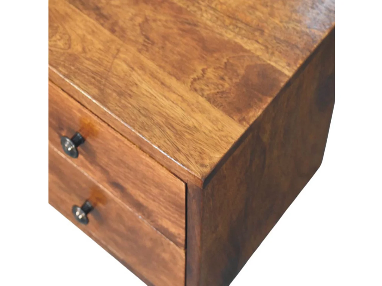 Artisan Furniture Solis Wandmontierter Nachttisch mit 2 Schubladen aus massivem Kastanienholz