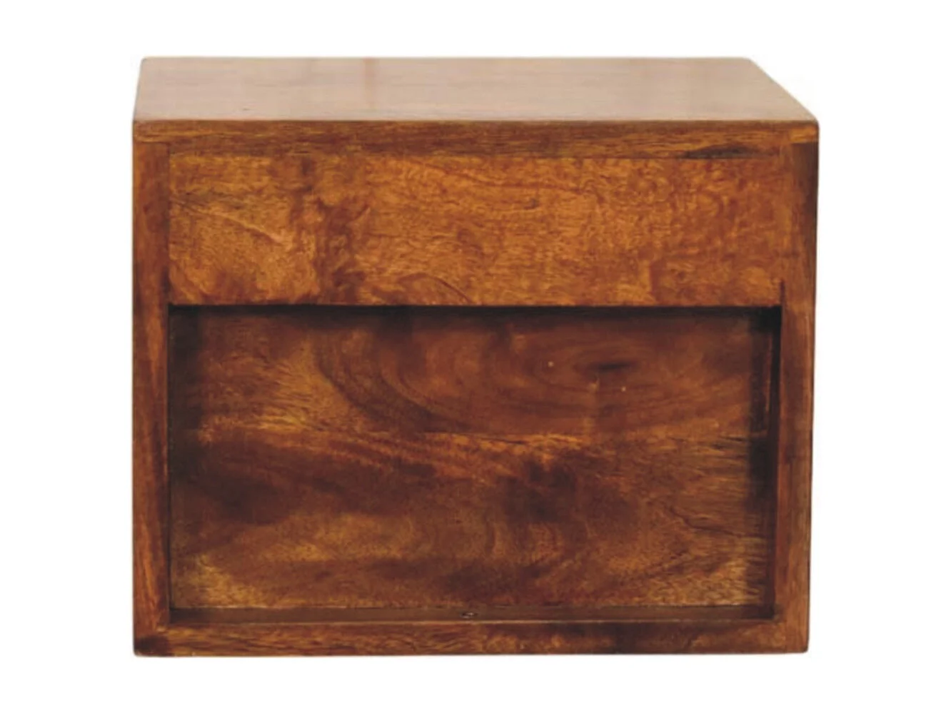 Artisan Furniture Solis Wandmontierter Nachttisch mit 2 Schubladen aus massivem Kastanienholz