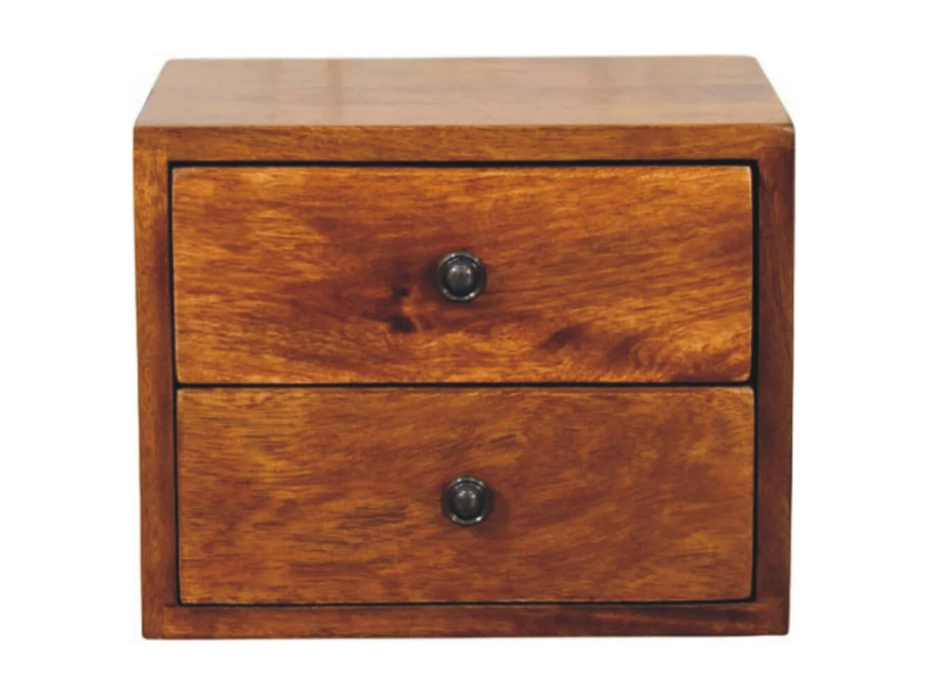 Artisan Furniture Solis Wandmontierter Nachttisch mit 2 Schubladen aus massivem Kastanienholz