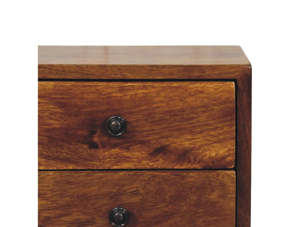 Artisan Furniture Solis Wandmontierter Nachttisch mit 2 Schubladen aus massivem Kastanienholz