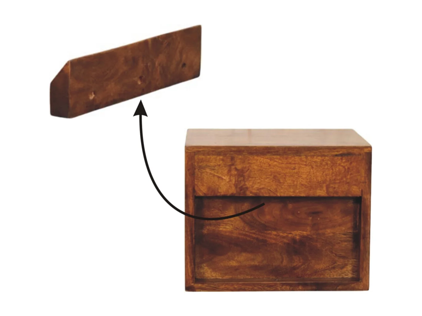 Artisan Furniture Solis Wandmontierter Nachttisch mit 2 Schubladen aus massivem Kastanienholz