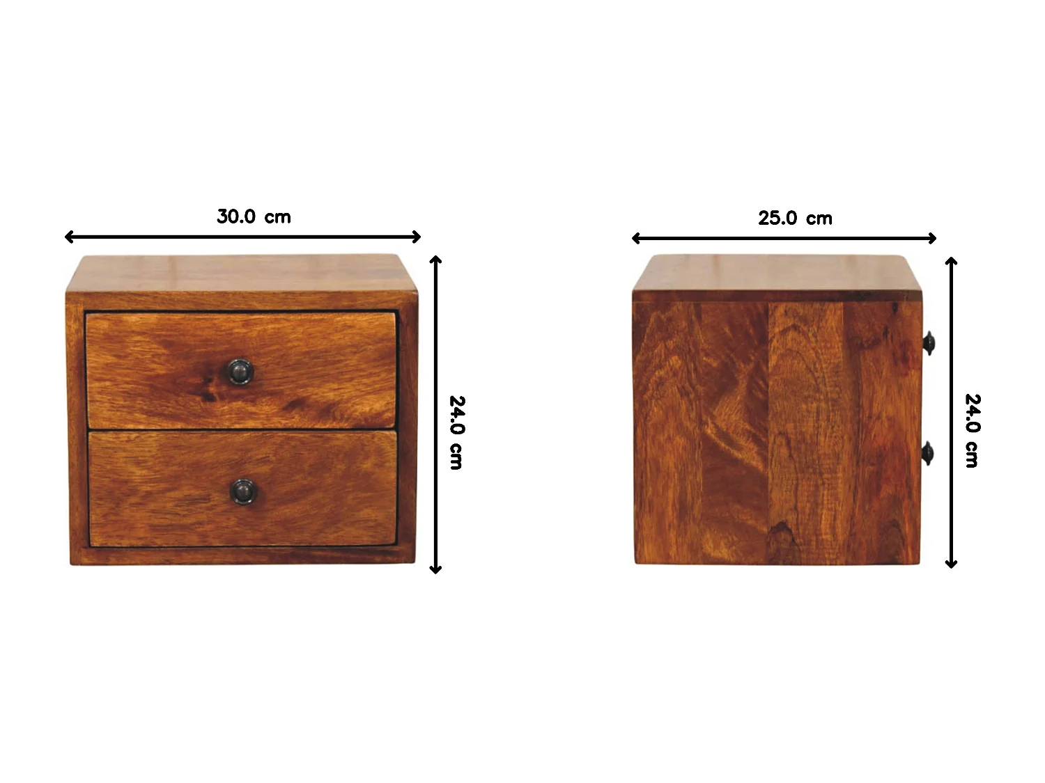 Artisan Furniture Table de nuit murale Solis 2 tiroirs en bois massif finition châtaignier