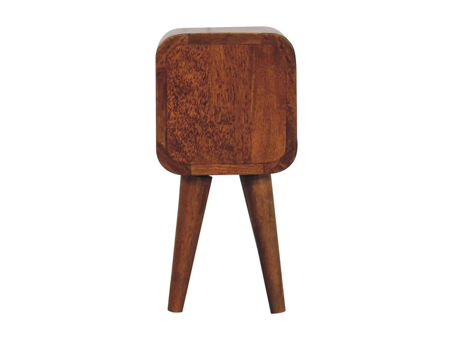 Ekstra Mini buet nattbord i kastanjetre fra Artisan Furniture, 2 skuffer, mørkebrunt