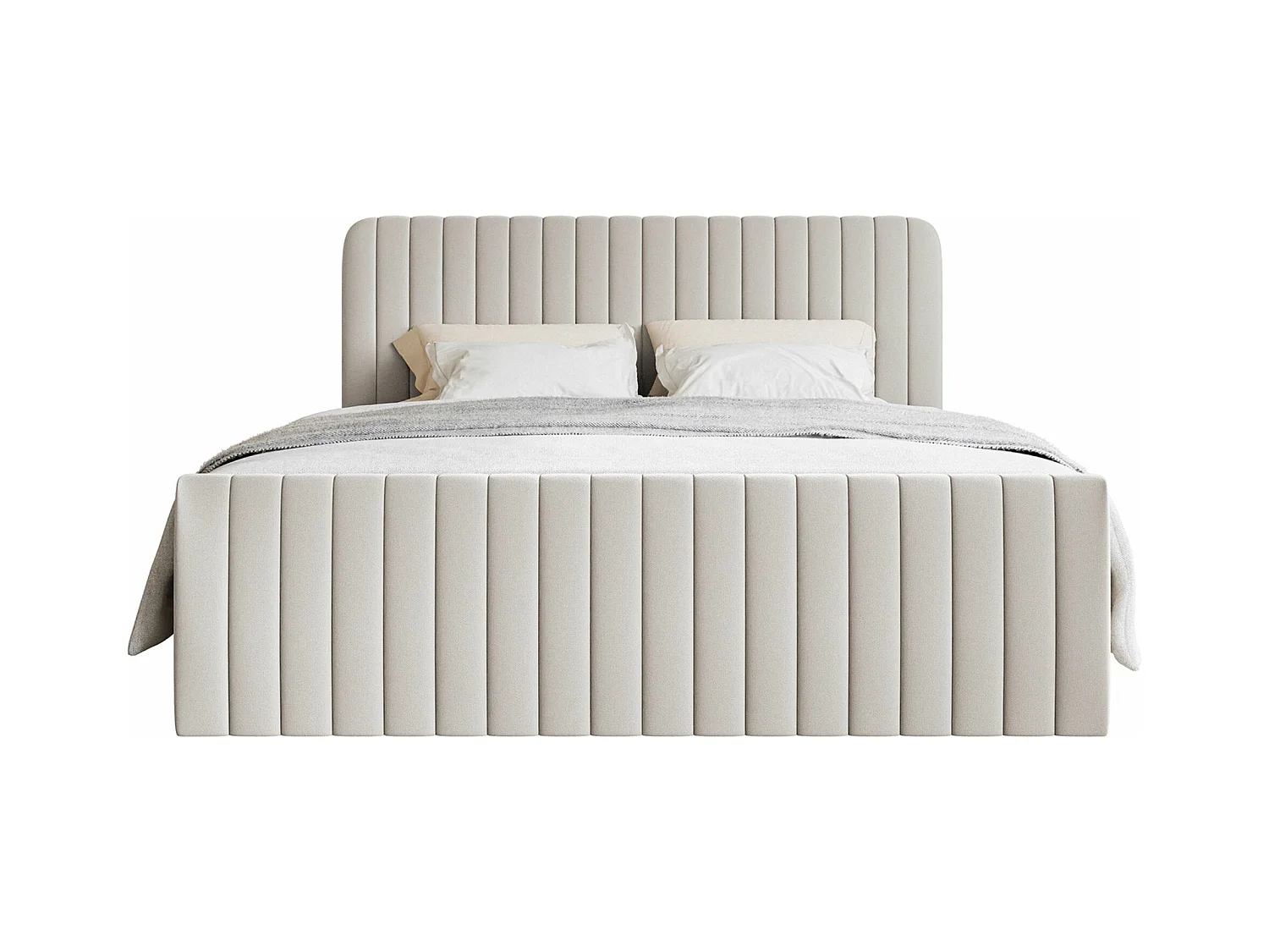Lit continental avec surmatelas - 140x200 cm - chenille beige clair - SALIANO