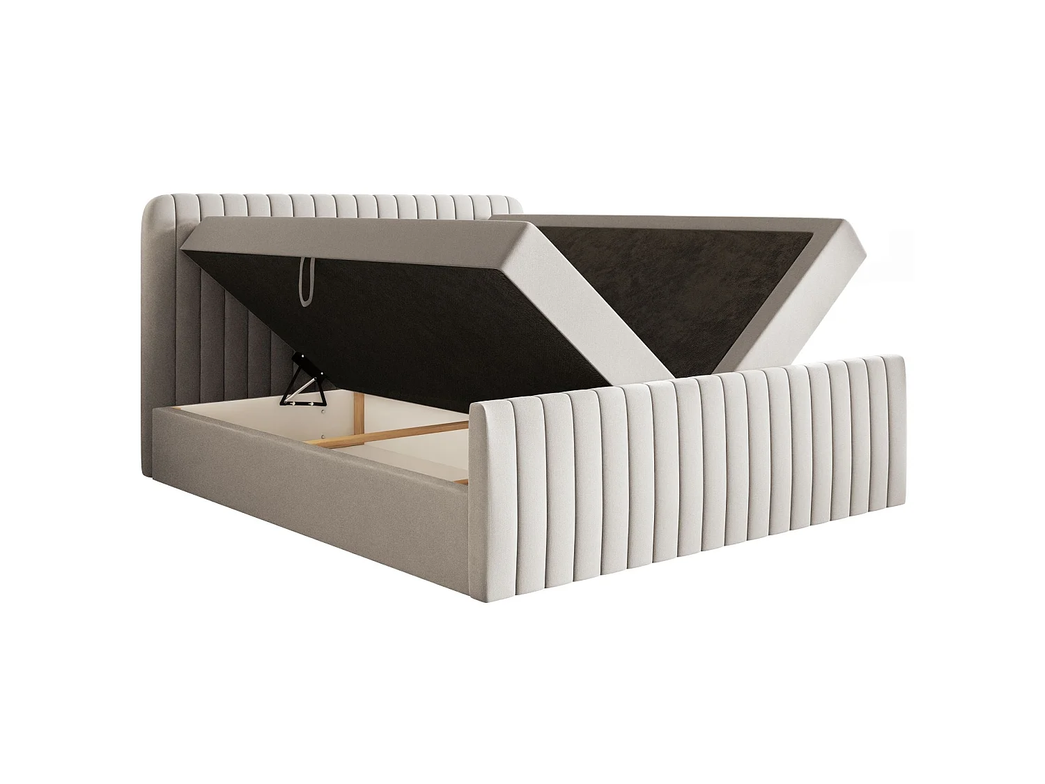 Lit continental avec surmatelas - 140x200 cm - chenille beige clair - SALIANO