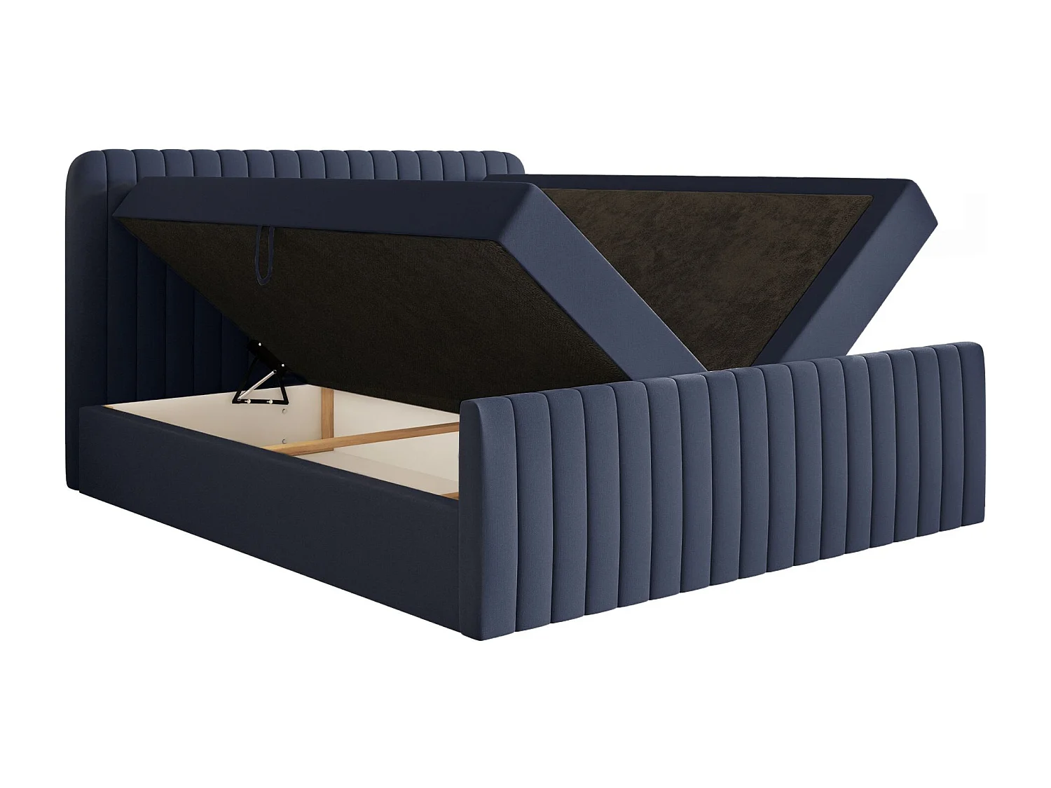 Lit continental avec surmatelas - 160x200 cm - chenille marine - SALIANO