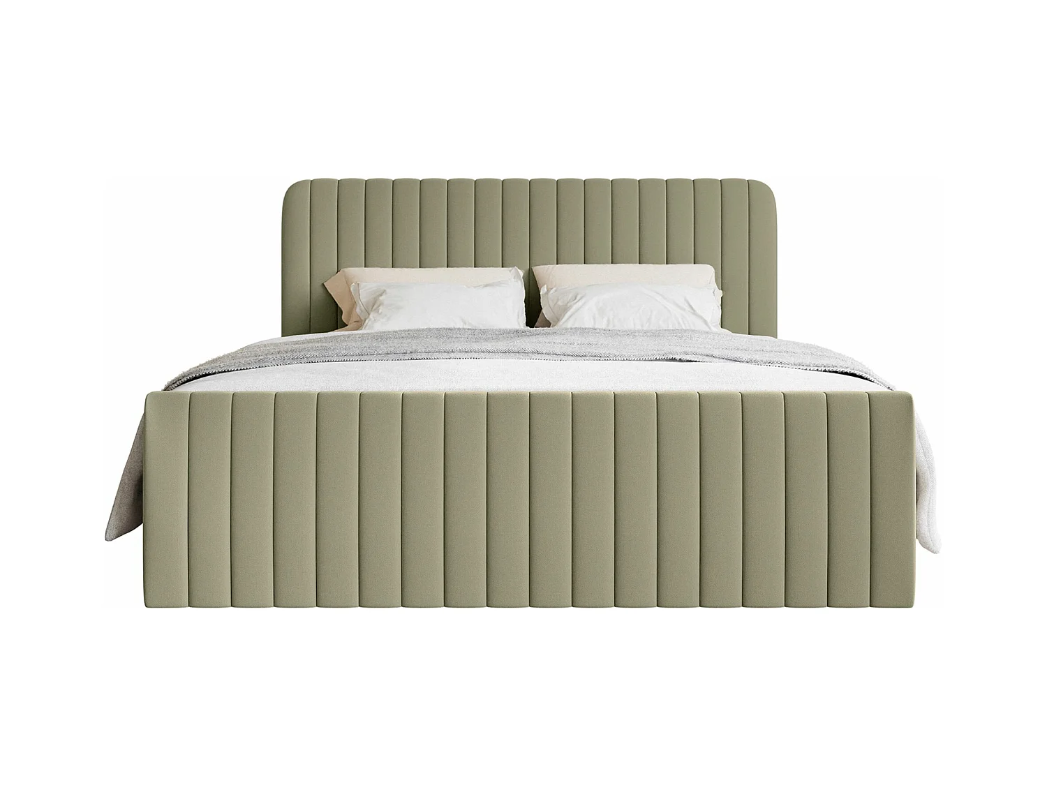 Lit continental avec surmatelas - 180x200 cm - chenille olive foncé - SALIANO