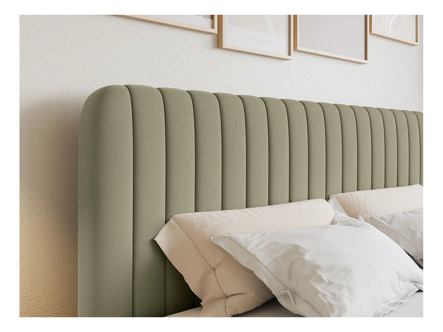 Lit continental avec surmatelas - 180x200 cm - chenille olive foncé - SALIANO