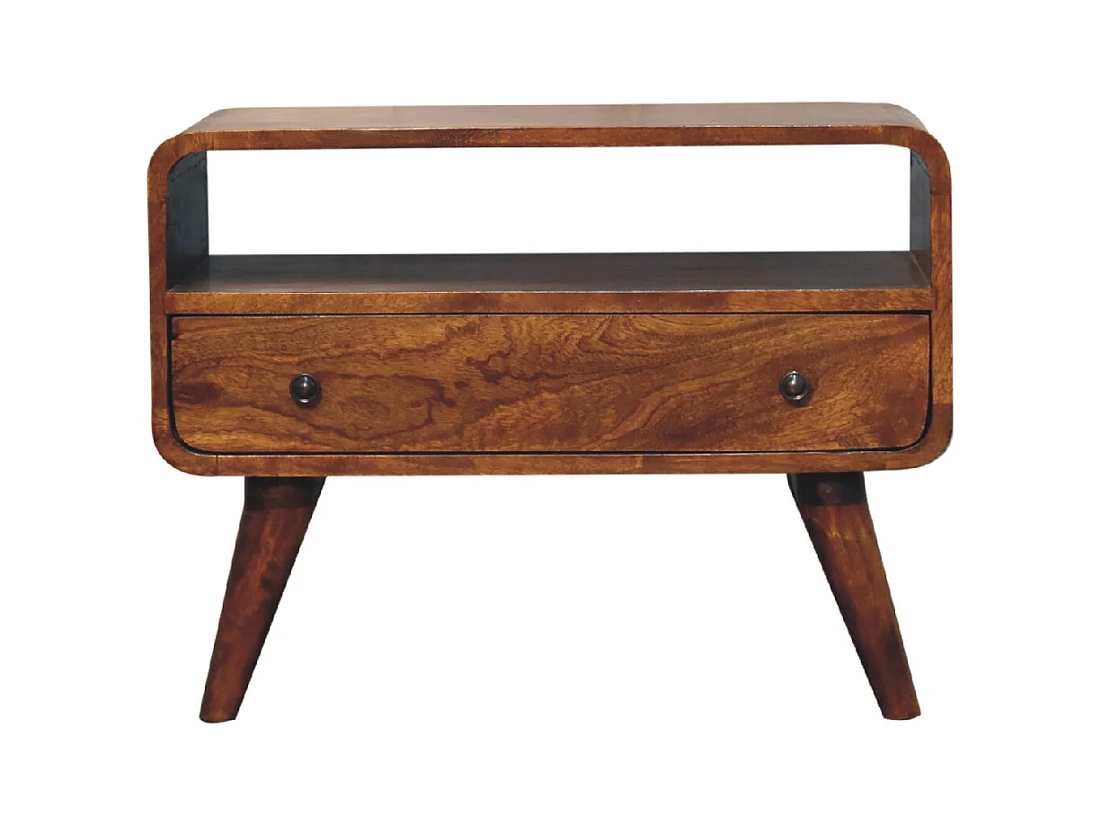 Artisan Furniture Mini mobile TV curvo in legno massello color castagno