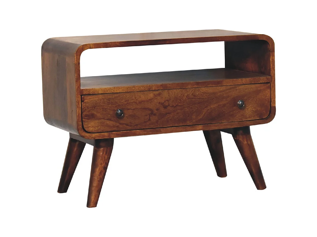 Artisan Furniture Mini mobile TV curvo in legno massello color castagno