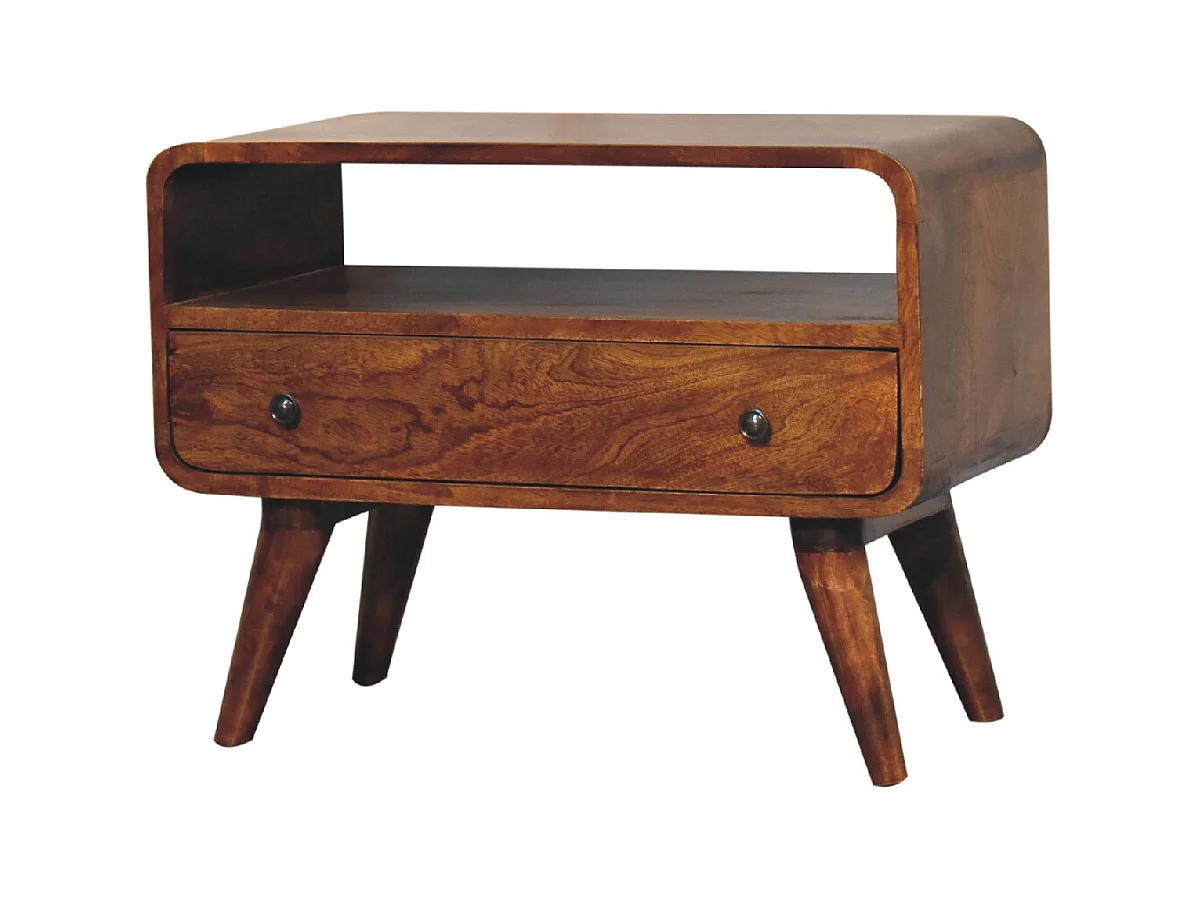 Artisan Furniture Mini mobile TV curvo in legno massello color castagno