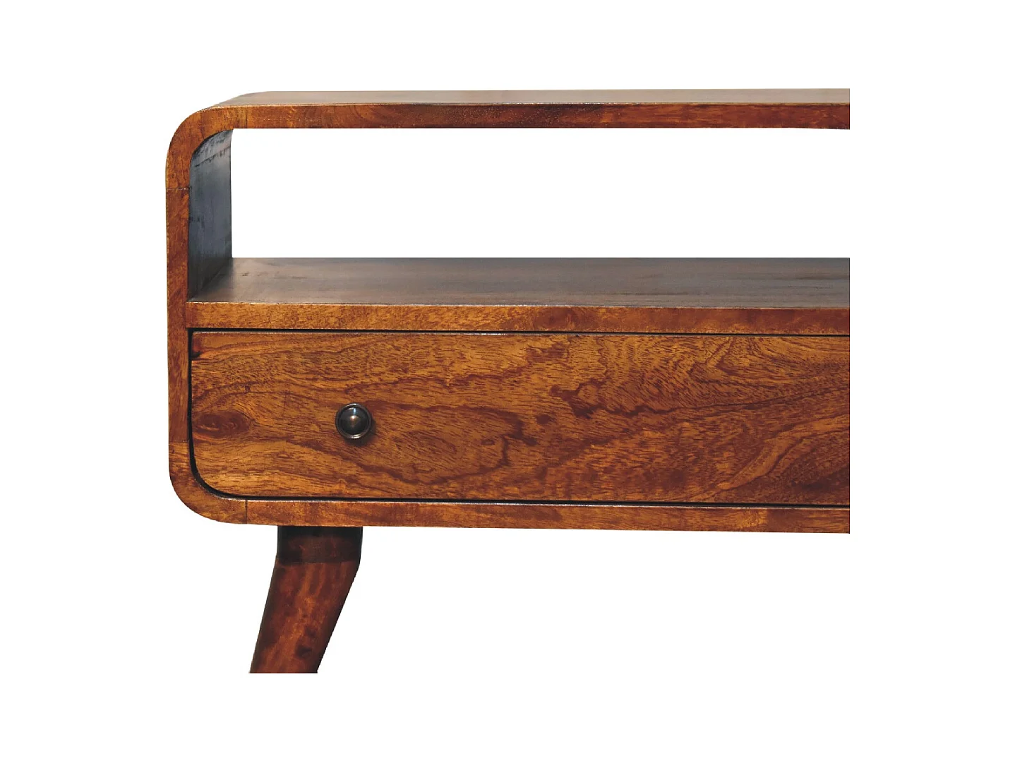 Artisan Furniture Mini mobile TV curvo in legno massello color castagno