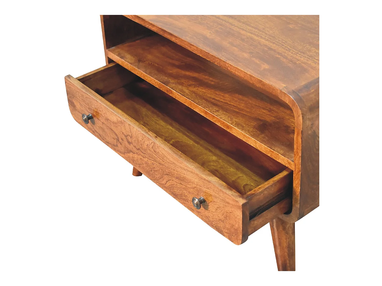 Artisan Furniture Mini mobile TV curvo in legno massello color castagno