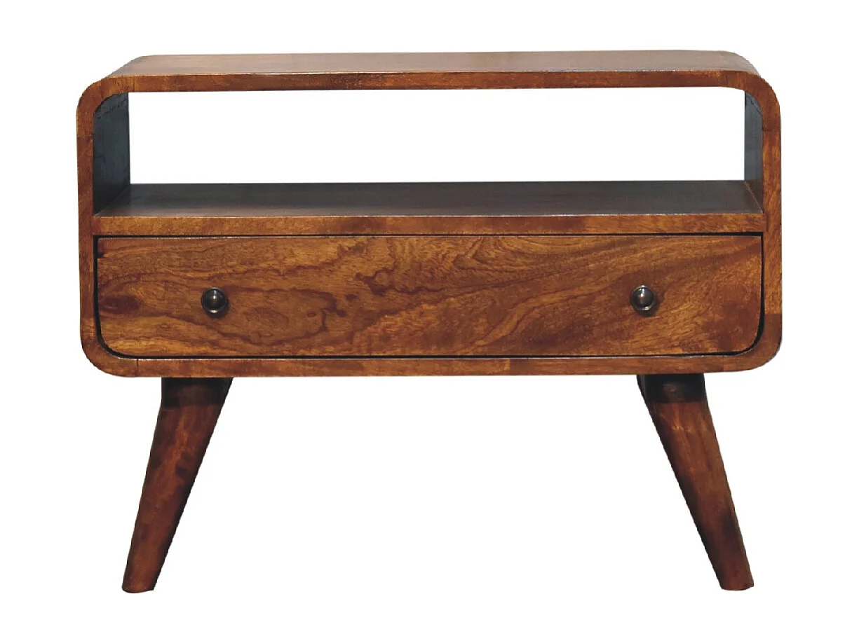 Artisan Furniture Mini gebogen tv-meubel van massief kastanjehout