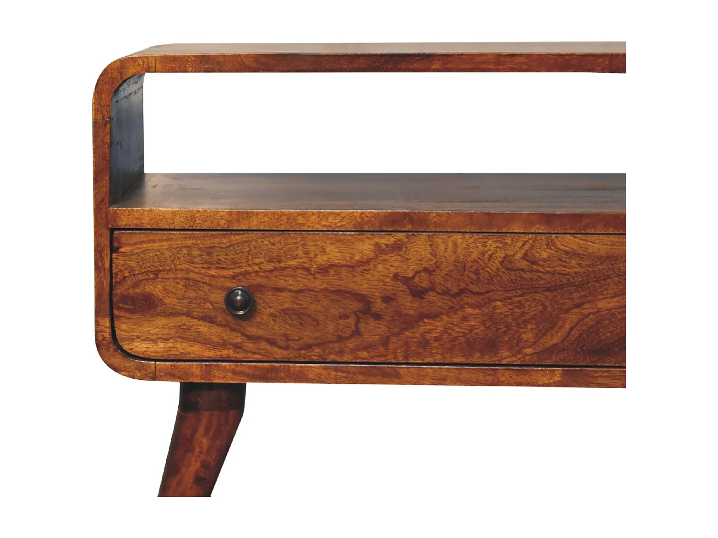 Artisan Furniture Mini gebogen tv-meubel van massief kastanjehout