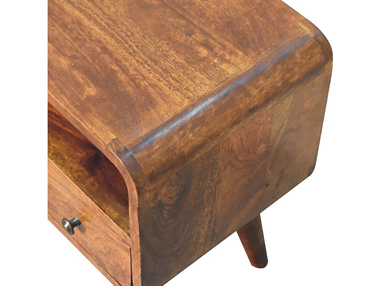 Artisan Furniture Mini gebogen tv-meubel van massief kastanjehout