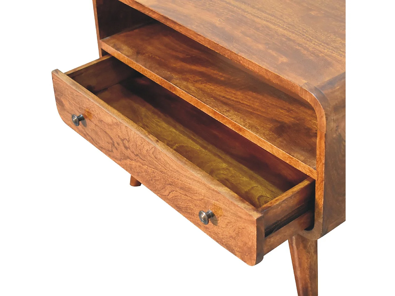 Artisan Furniture Mini gebogen tv-meubel van massief kastanjehout